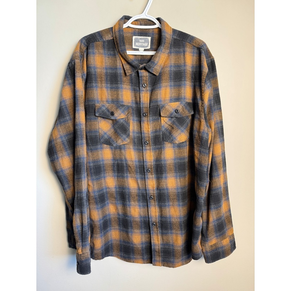 1680 Heritage Mens Plaid Flannel Button Up Shirt XXXL Casual Workwear Rugged